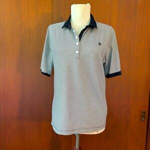 Bogner navy and white striped polo shirt